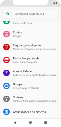 Prima Actualizações do sistema. Se existir uma nova versão de software disponível, será agora indicado no ecrã. Siga as indicações no ecrã para atualizar o software do telefone.