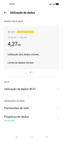 O consumo total de dados é agora mostrado no ecrã.