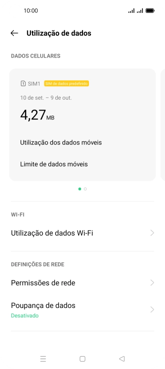 O consumo total de dados é agora mostrado no ecrã.
