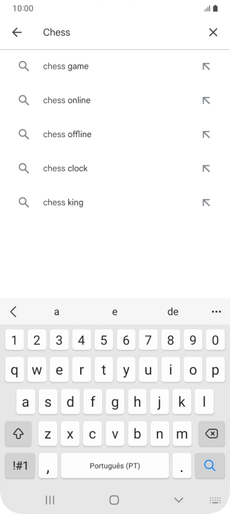 Introduza o nome ou categoria da app pretendida e prima o ícone para pesquisar.