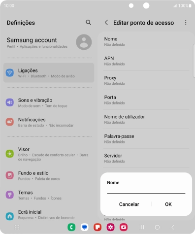 Introduza Vodafone Internet e prima OK.