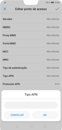 Introduza default e prima OK.