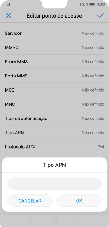 Introduza default e prima OK.