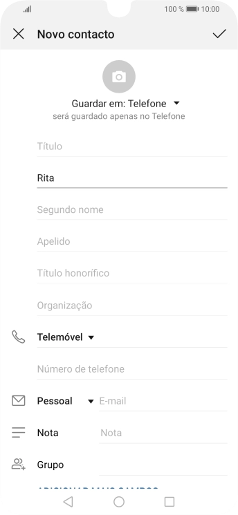 Prima Apelido, e introduza o apelido pretendido.