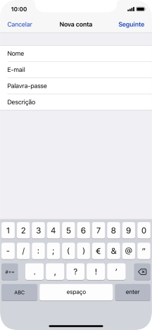 Prima Descrição e introduza o nome pretendido da conta de e-mail.