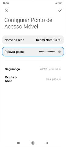 Prima Nome da rede, e introduza o nome pretendido do hotspot Wi-Fi.
