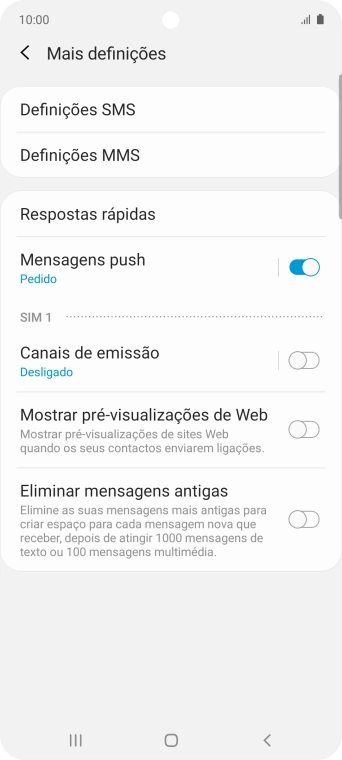 Prima Definições SMS.