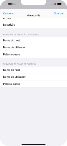 Prima Guardar. A sua conta de e-mail está agora configurada. Se pretender escolher definições adicionais para o servidor de receção e envio, siga os passos seguintes.