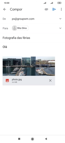 Prima o ícone para enviar quando terminar de escrever o seu e-mail.