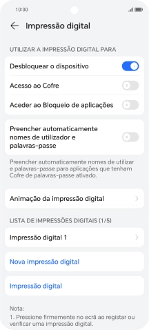 Prima os indicadores junto às definições pretendidas para as ativar ou desativar.