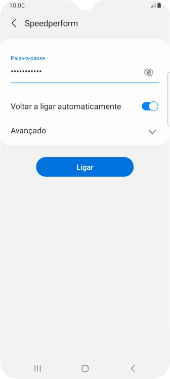 Introduza a password da rede Wi-Fi e prima Ligar.