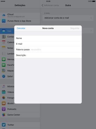 Prima Palavra-passe e introduza a password da sua conta de e-mail.