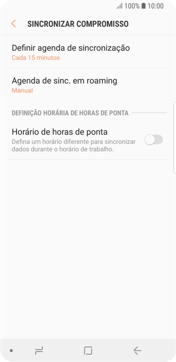 Prima Definir agenda de sincronização.