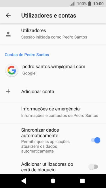 Prima Adicionar conta.
