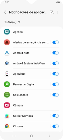 Prima o indicador junto às apps pretendidas para ativar ou desativar a função.