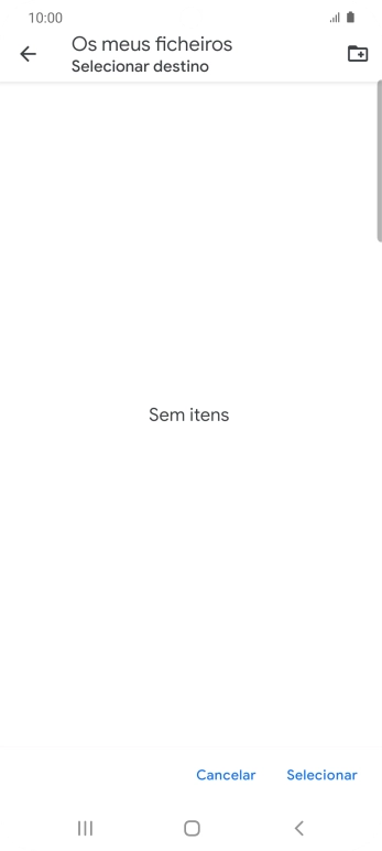 Se quiser criar uma nova pasta, prima o ícone de nova pasta e siga as indicações no ecrã para criar uma nova pasta.
