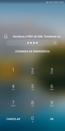 Se solicitado, deve introduzir o código PIN e premir OK.