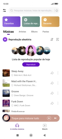 Prima o ficheiro de música pretendido.