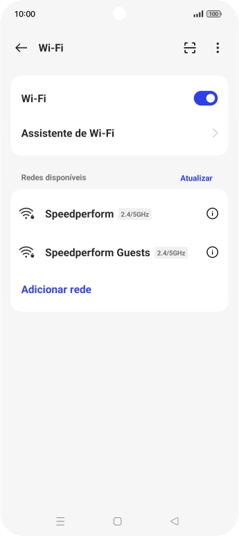 Prima a rede pretendida.