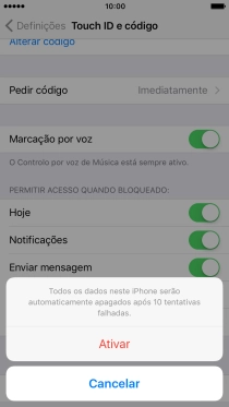 Se ativar a função, prima Ativar.