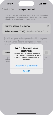 Se o Wi-Fi estiver desativado, prima Ativar Wi-Fi e Bluetooth.