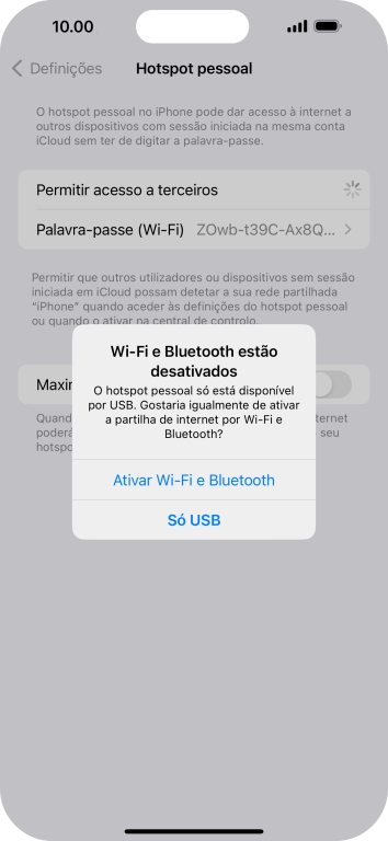 Se o Wi-Fi estiver desativado, prima Ativar Wi-Fi e Bluetooth.