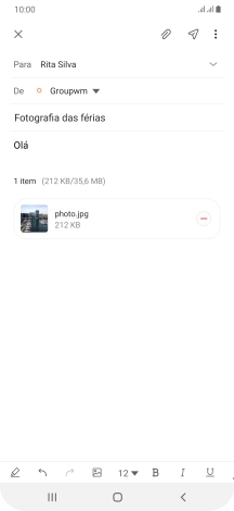 Prima o ícone para enviar quando terminar de escrever o seu e-mail.