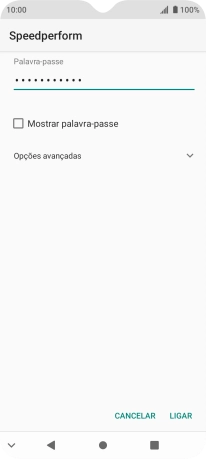 Introduza a password da rede Wi-Fi e prima LIGAR.