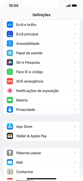 Prima Face ID e código.