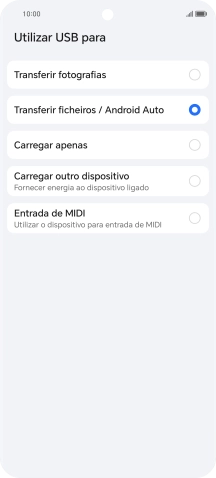 Prima Transferir ficheiros / Android Auto.