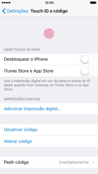 Prima Desativar código , e introduza o código de bloqueio.