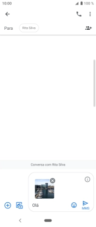 Prima o ícone para enviar quando terminar de escrever a sua mensagem multimédia.