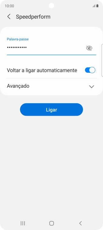 Introduza a password da rede Wi-Fi e prima Ligar.