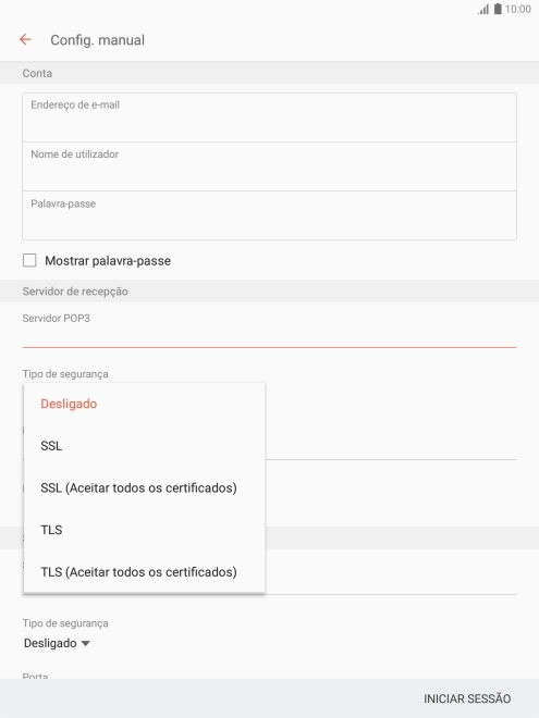 Prima Desligado para desativar a função.