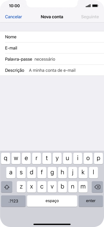 Prima Palavra-passe e introduza a password da sua conta de e-mail na Vodafone.