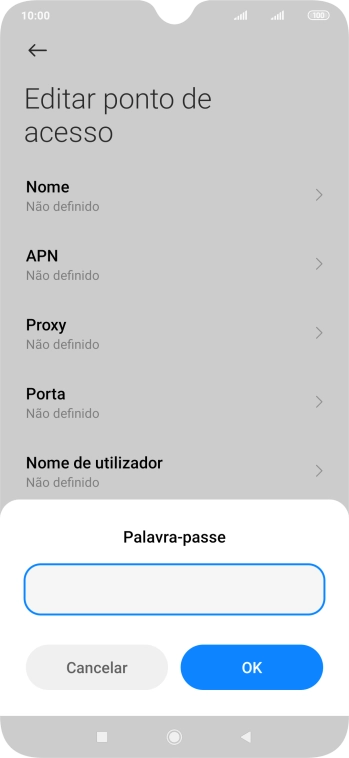 Introduza vodafone e prima OK.