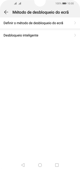 Prima Definir o método de desbloqueio do ecrã.