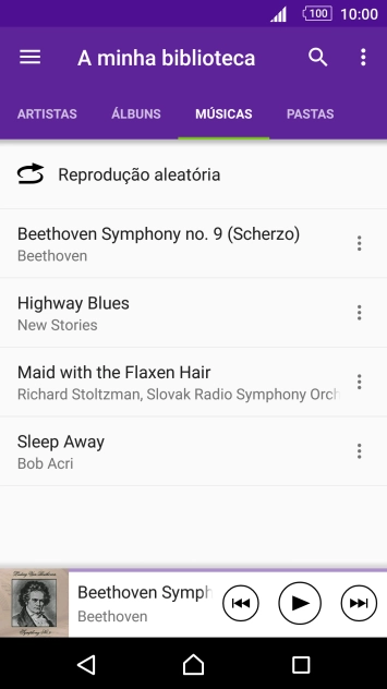 Prima o ficheiro de música pretendido.