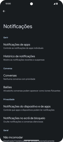 Prima Notificações de apps.