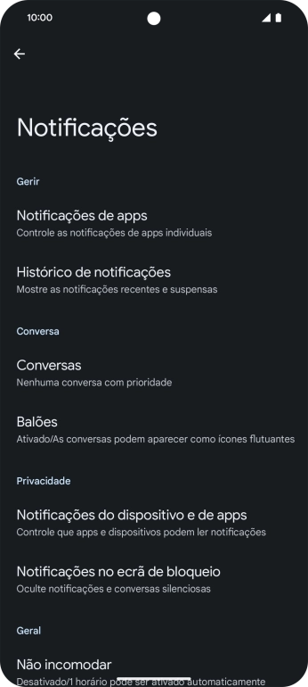 Prima Notificações de apps.
