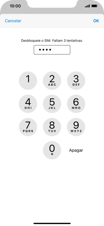 Introduza o seu código PIN e prima OK.