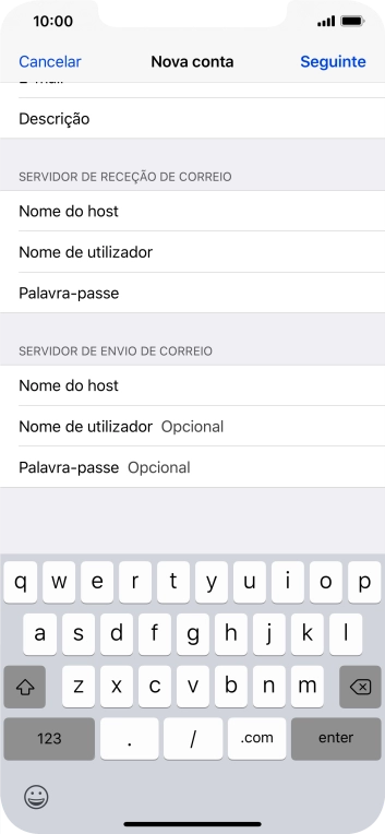 Prima Nome de utilizador e introduza o nome de utilizador da sua conta de e-mail na Vodafone.