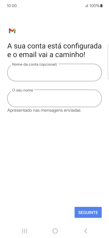Prima Nome da conta (opcional) e introduza o nome pretendido da conta de e-mail.