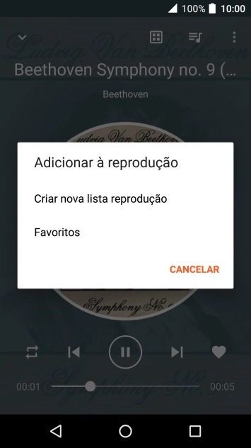 Prima Criar nova lista reprodução.