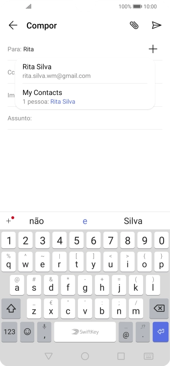 Prima o contacto pretendido.