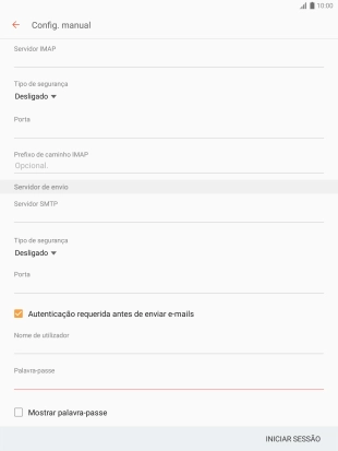 Prima INICIAR SESSÃO.