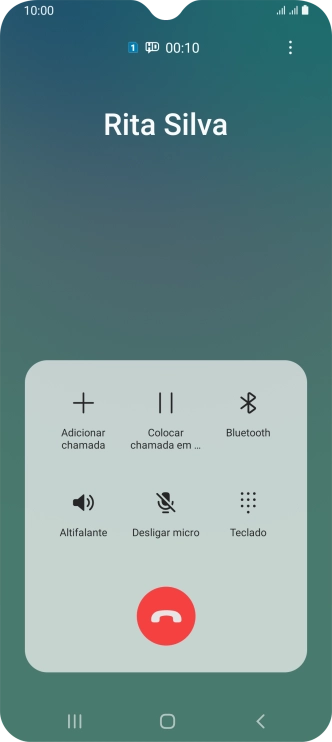 Prima o ícone para terminar a chamada.