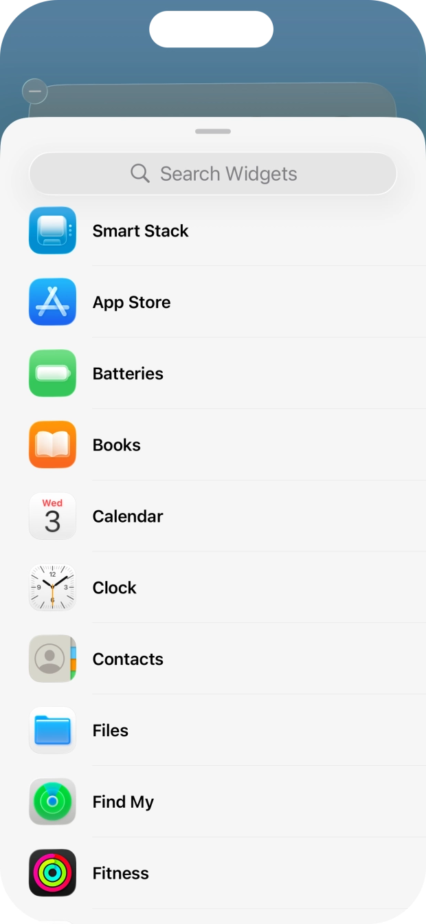 Press the required widget. Press the required widget.