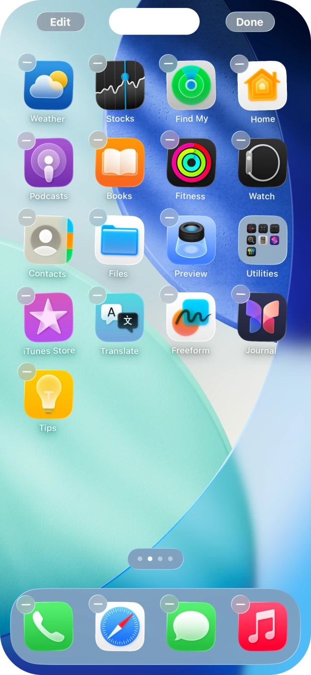 Press the home screen page icon. Press the home screen page icon.