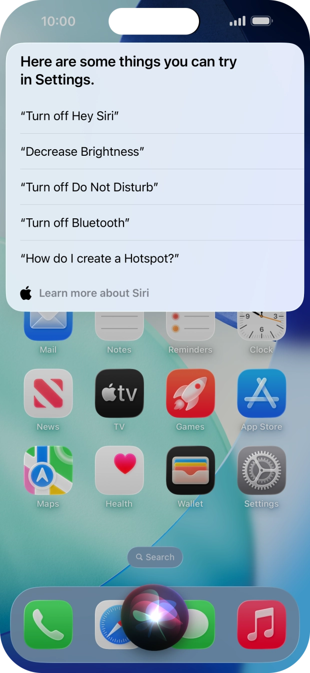 Say 'WHAT CAN I ASK' and press Learn more about Siri to see more examples. Say 'WHAT CAN I ASK' and press Learn more about Siri to see more examples.